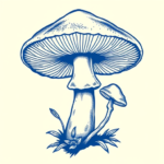 Blue Ink Mushroom Tattoo