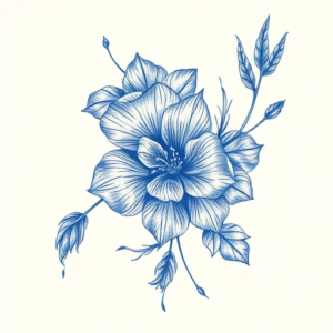 Blue Ink Nature Tattoo