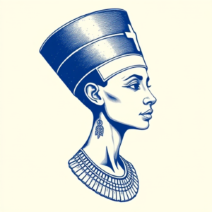 Blue Ink Nefertiti Tattoo