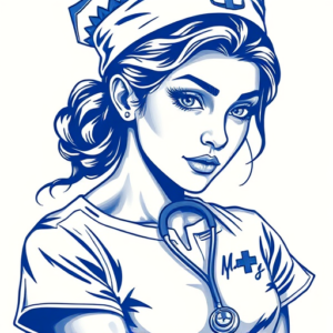Blue Ink Nurse Tattoo
