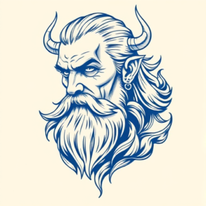 Blue Ink Odin Tattoo