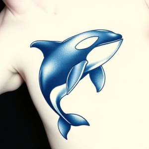 Blue Ink Orca Tattoo