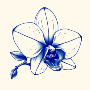 Blue Ink Orchid Tattoo
