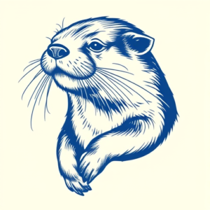 Blue Ink Otter Tattoo