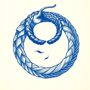 Blue Ink Ouroboros Tattoo