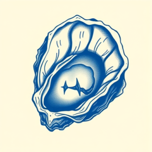 Blue Ink Oyster Tattoo
