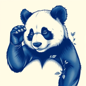 Blue Ink Panda Tattoo