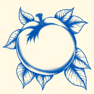 Blue Ink Peach Tattoo