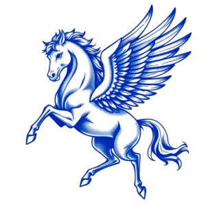 Blue Ink Pegasus Tattoo