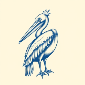 Blue Ink Pelican Tattoo