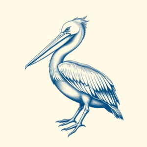 Blue Ink Pelican Tattoo