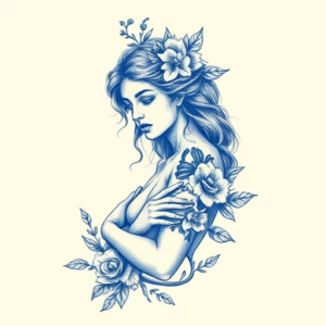 Blue Ink Persephone Tattoo