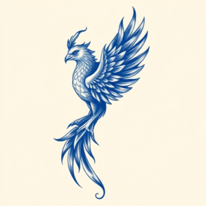 Blue Ink Phoenix Tattoo
