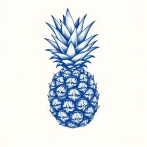 Blue Ink Pineapple Tattoo