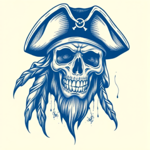 Blue Ink Pirate Tattoo