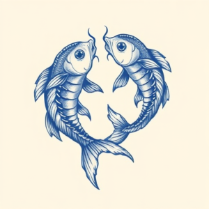 Blue Ink Pisces Tattoo