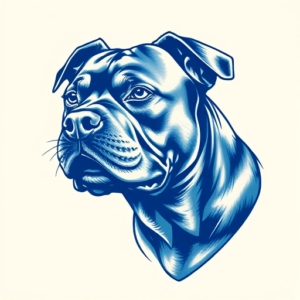 Blue Ink Pitbull Tattoo