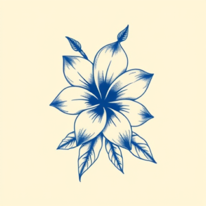 Blue Ink Plumeria Tattoo