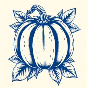 Blue Ink Pumpkin Tattoo