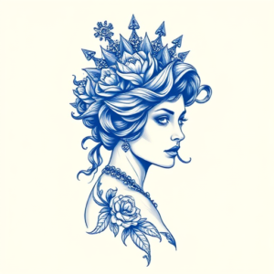 Blue Ink Queen Tattoo