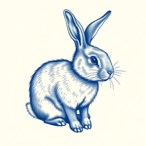 Blue Ink Rabbit Tattoo