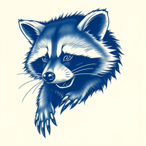 Blue Ink Raccoon Tattoo