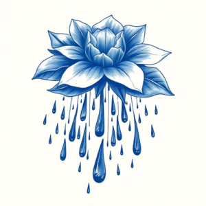 Blue Ink Rain Tattoo