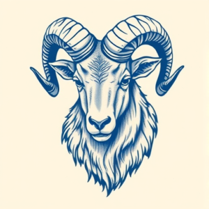 Blue Ink Ram Tattoo
