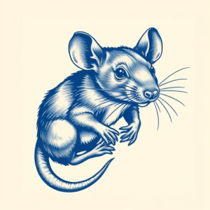 Blue Ink Rat Tattoo