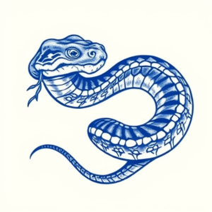 Blue Ink Rattlesnake Tattoo