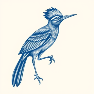 Blue Ink Roadrunner Tattoo