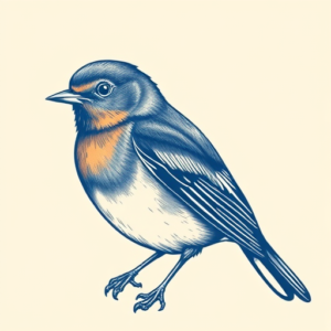Blue Ink Robin Tattoo