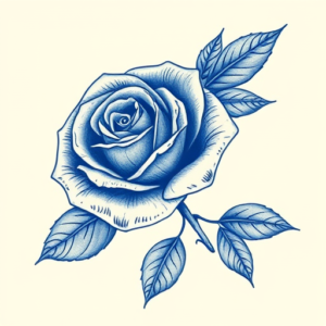 Blue Ink Rose Tattoo