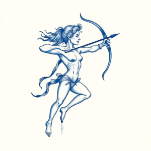 Blue Ink Sagittarius Tattoo