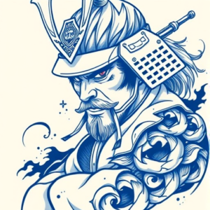 Blue Ink Samurai Tattoo