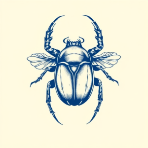 Blue Ink Scarab Tattoo