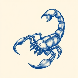 Blue Ink Scorpio Tattoo