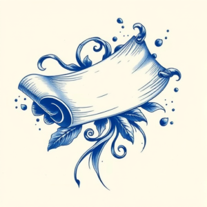 Blue Ink Scroll Tattoo
