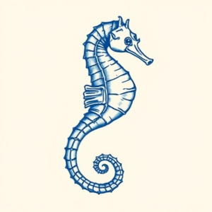 Blue Ink Seahorse Tattoo