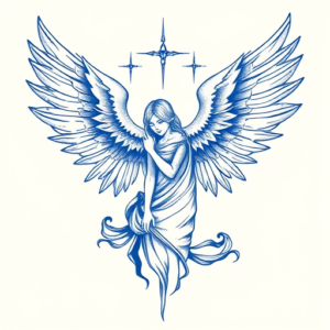 Blue Ink Seraphim Tattoo