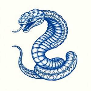 Blue Ink Serpent Tattoo