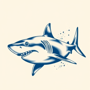 Blue Ink Shark Tattoo