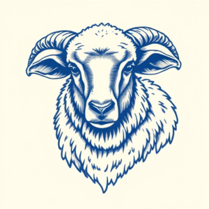 Blue Ink Sheep Tattoo
