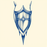 Blue Ink Shield Tattoo