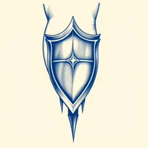 Blue Ink Shield Tattoo