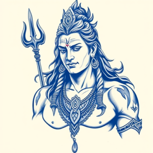 Blue Ink Shiva Tattoo