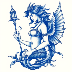 Blue Ink Siren Tattoo