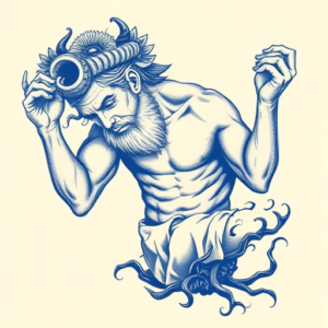 Blue Ink Sisyphus Tattoo