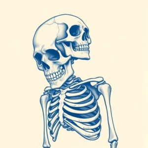 Blue Ink Skeleton Tattoo