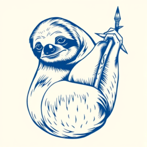 Blue Ink Sloth Tattoo